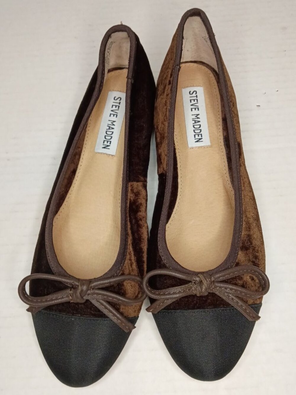 Steve Madden Ellison Brown Velvet Cap Toe Ballet Flats Women’s Size 6M
